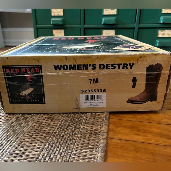 Redhead Destry Leather Riding Boots 7 Brown Cowboy Boot - Picture 5 of 6